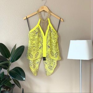 NWT Bebe Yellow Chain Halter Top
